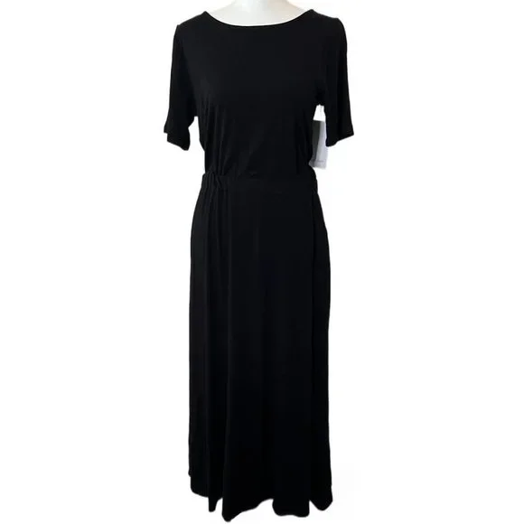 Karen Kane Black Cinched Waist & Swingy Midi Skirt Artisan Dress Size Small NWT - Picture 7 of 13